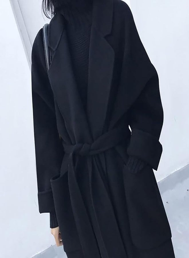 AzsVbvs Wide Waist Belt Woolen Women Wrap Corset Belts for Overcoat Winter Clothing Decoration(Black) - Image 4